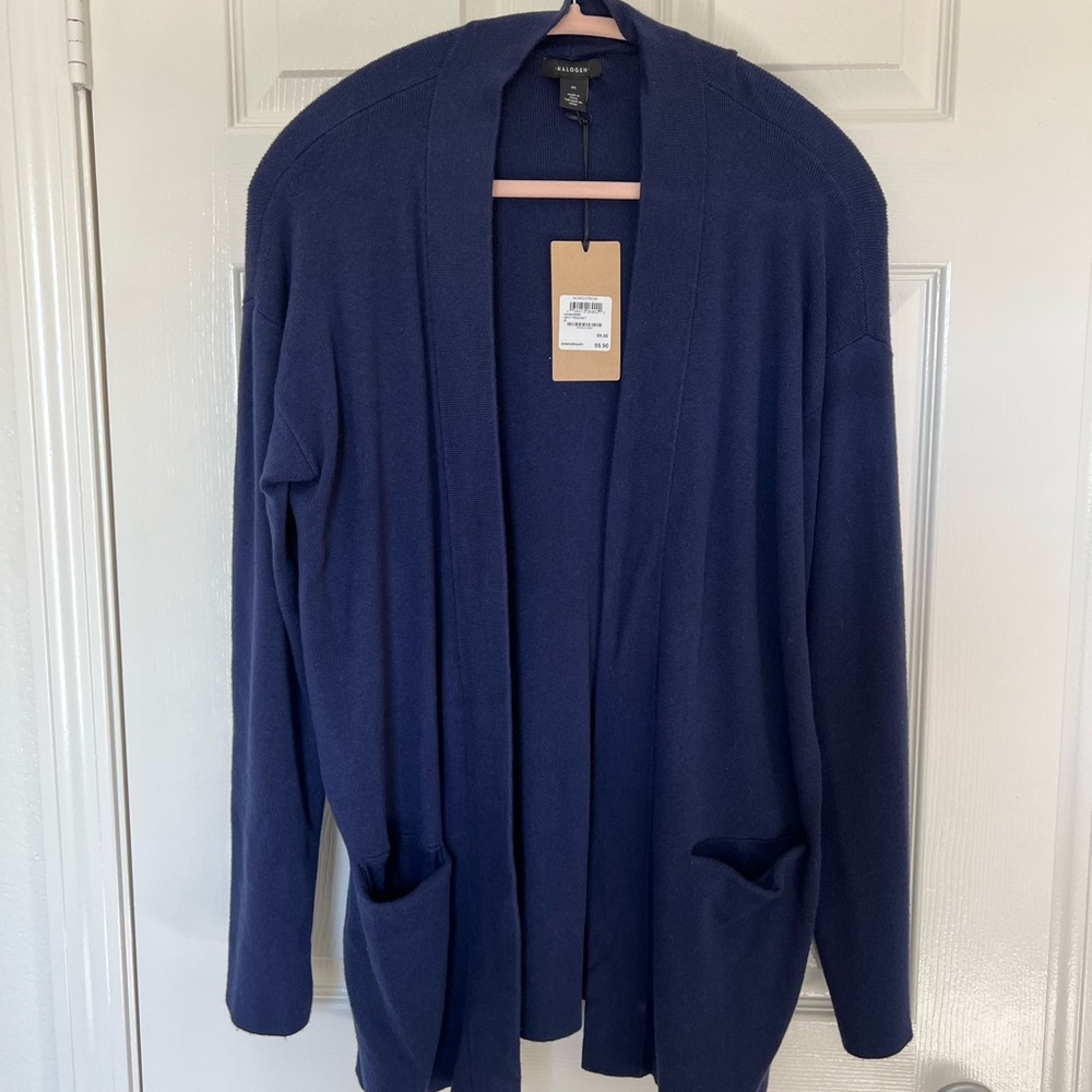Halogen Navy Blue Open Front Cardigan. Size medium